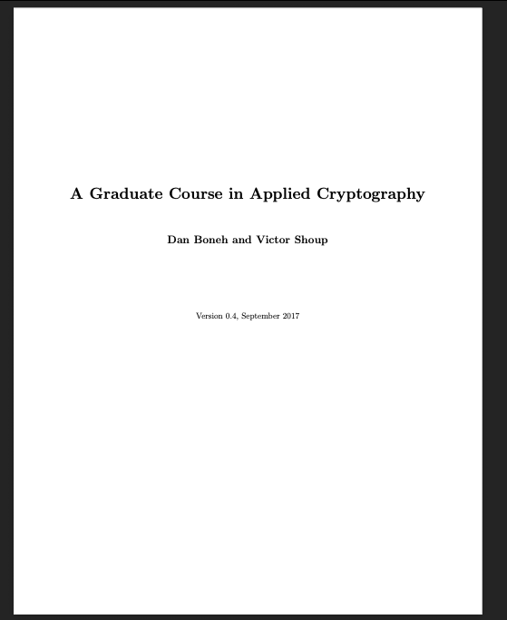 A Graduate Course in Applied Cryptography cover